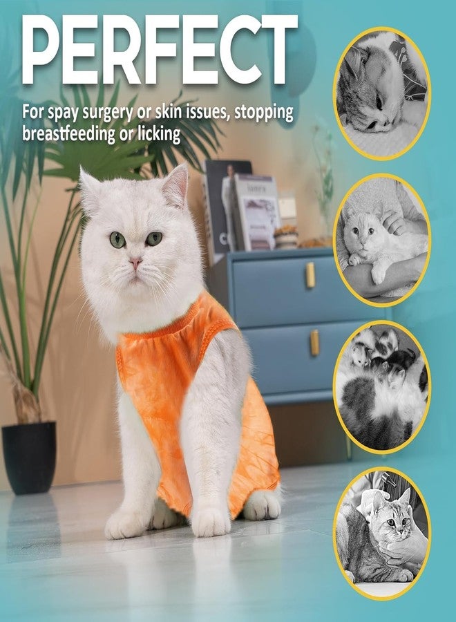 Avont Cat Recovery Suit - Kitten Onesie for Cats After Surgery, Cone of Shame Alternative Surgical Spay Suit for Female Cat, Post-Surgery or Skin Diseases Protection -Tie-dye Orange(L) - Image 4
